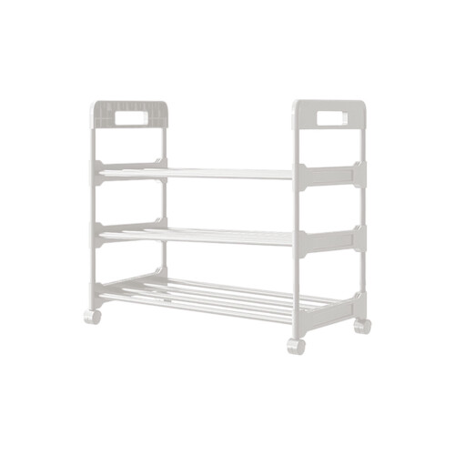 3-Tier Stackable Shoe Rack with Wheels White Holds 6 Pairs
