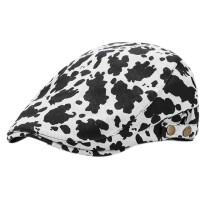 Casquette gavroche léopard pour femme, noire, taille unique