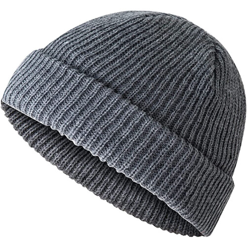 Wintermütze Unisex Strickmütze Dick Warm Dunkelgrau