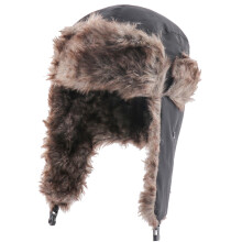 Winter Trapper Hat for Women Black Faux Fur One Size