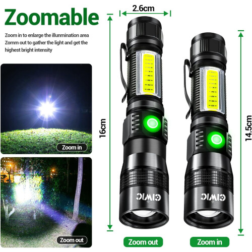 Rechargeable UV Tactical Flashlight 1200LM 3-in-1 2 Pack 2
