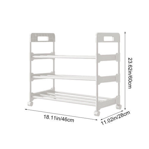 3-Tier Stackable Shoe Rack with Wheels White Holds 6 Pairs 2