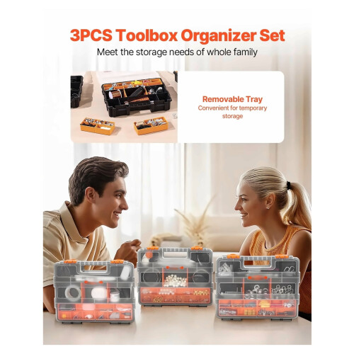 Small Parts Organizer 3-Pack with 21 Adjustable Compartments 2