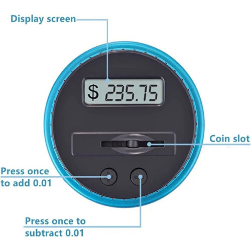 Digitale Spardose mit LCD-Display, 1,8 l, USD-kompatibel 2