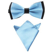 Men's Satin Solid Bow Tie and Pocket Square Set