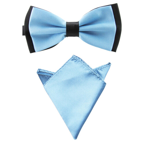 Men's Satin Solid Bow Tie and Pocket Square Set
