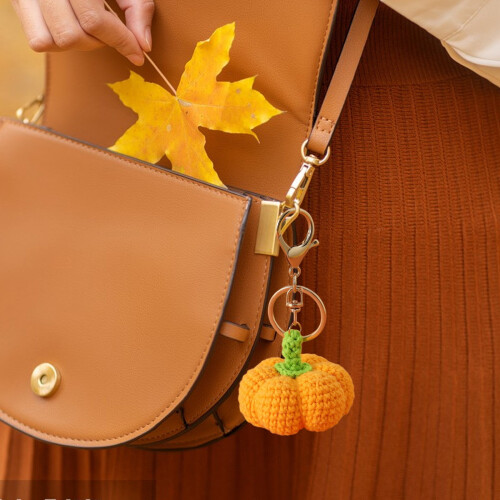 Small Pumpkin Car Keychain Plush Pendant