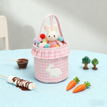 Sac fourre-tout de Pâques avec pompon lapin et rangement pour œufs (1 pièce)