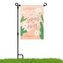 Drapeau de jardin en toile de jute rose double face 30 x 45 cm