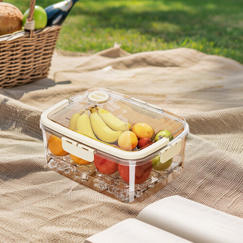 Boîte à goûter portable avec couvercle et poignée, transparente, lot de 1
