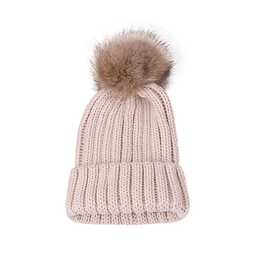 Tao Kinder Winterstrickmütze, Baumwollfutter, Kunstfell
