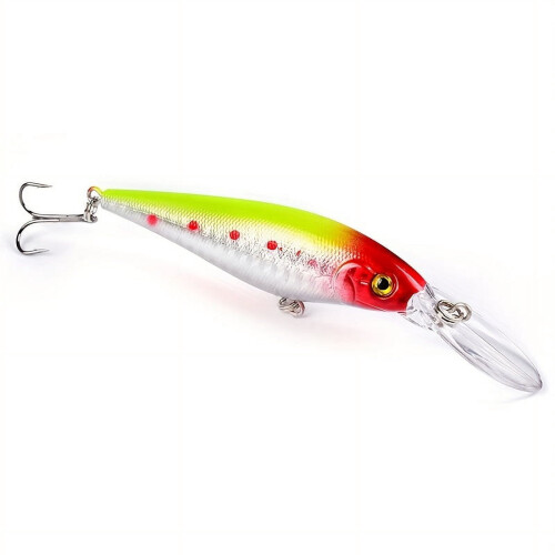 Δόλωμα Minnow με ρίγες, πράσινο και κίτρινο, 2 τεμάχια