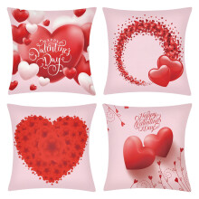 Housses de coussin rouges 45 x 45 cm, lot de 4, motif cœur