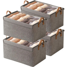 Bacs de rangement pliables pour placard avec poignées, cadre en acier, 4