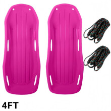 Pink All-Terrain Snow Sled with Tow Rope and Polished Base