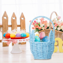Panier de Pâques en corde de papier tressée bleue