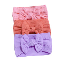 Lot de 3 bandeaux à nœud papillon uni et doux pour bébés filles