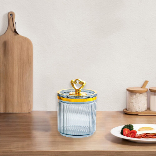 Pot de rangement transparent en plastique avec couvercle
