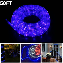 Guirlande lumineuse LED bleue de 15 mètres, étanche et sécable.