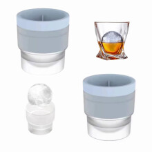 Bac à glaçons sphériques en silicone avec couvercle, empilable, bleu, lot de 2