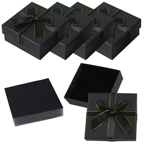 Petites boîtes à bijoux avec couvercles et rubans (lot de 5)
