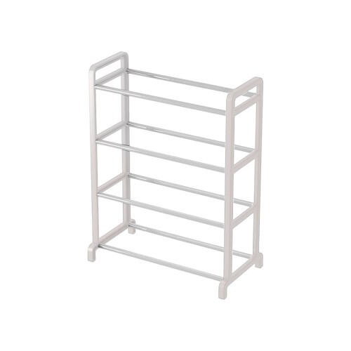 Plastic Shoe Rack White 4-Tier Entryway Organizer