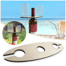 Wooden Wine and Glass Rack 8.7 x 3.9 x 0.4 in for Outdoor