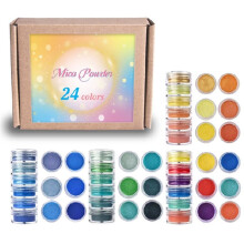 24 Farben/Set Mica-Pulver für Epoxidharz Perlmutt Epoxidharz Farbstoff Perlenpigment für Nagelkunst, Seifenherstellung, DIY A Set