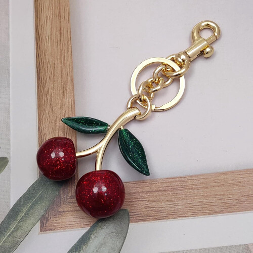 Δερμάτινο μπρελόκ Cherry Bag Charm για γυναίκες 1 τεμάχιο 1
