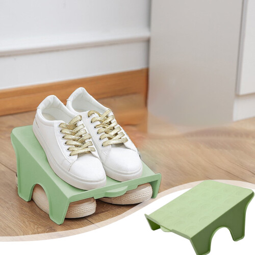 Shoe Organizer 2-Tier Compact Green Non-Slip Rack 2