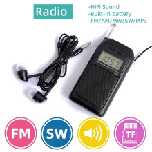 Portable Radio Pocket FM AM SW MW MP3 Player Stereo Digital Receiver LCD Screen Sensitivity Loudspeaker Antenna
