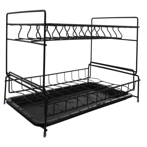 Kitchen Cutlery Rack Adjustable Black Storage Shelf 2