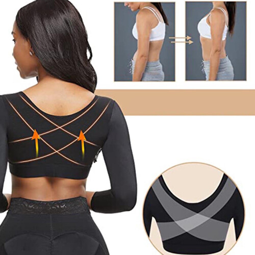 Manico modellante per braccia da donna, post-operatorio, a compressione, colore nero. 1