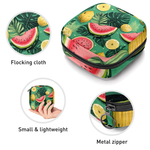 Borsa per coppetta mestruale con contenitore per assorbenti – Anguria e limone 2