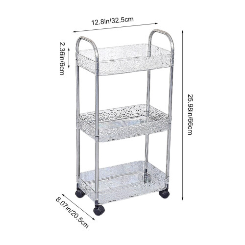 Transparentes Kunststoff-Lagerregal mit Wagen (1 Stück) 2