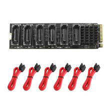 Für M.2 NVMe auf 6-Port 3.0 Adapterkarte PCI-E 2x 3.0 RTL9100 Chip M2 Key-M SATA3 6 Gbit/S Erweiterungskarte