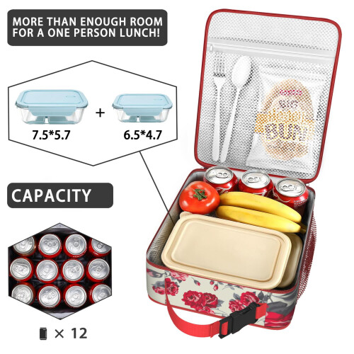 Floral Lunch Box Carrier Waterproof Soft Cooler Bag 2