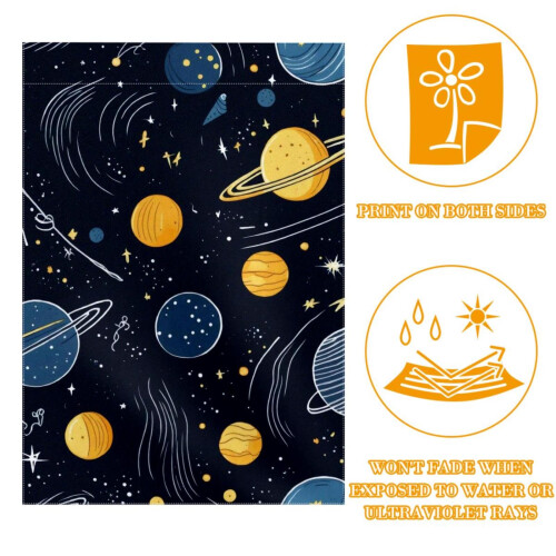 Drapeau de jardin Ciel nocturne avec planètes, comètes et étoiles 1