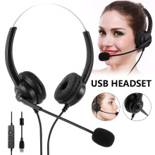USB Headset with Microphone Noise-Cancelling Audio Controls