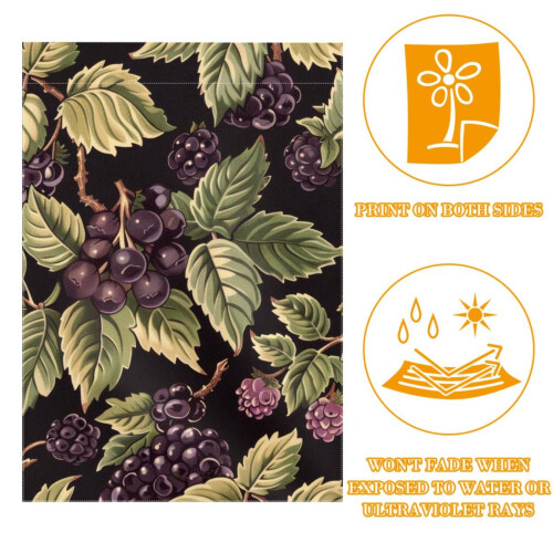 Gartenflagge mit Brombeermuster, 12 x 18 Zoll, doppelseitig 1