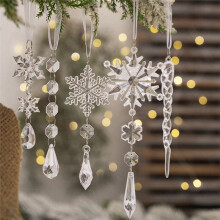 18 Pcs Christmas Tree Crystal Ornaments Acrylic Snowflake Christmas Tree Decorations Hanging Ornaments