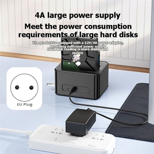 Blueendless Dual Bay 2.5/3.5 Inch SAS/ HD External Case  to USB 3.2 HDD Docking Station HDD Caddy Data Transfer EU Plug 2