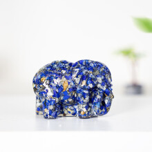 (LapisLazuli) Animal Figurine Resin With Semiprecious Crystals Elephant Decor For Home Accent