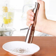 4X Moulin à Sel et Poivre en Acier Inoxydable Bouton Poussoir Argent pour la Cuisson des Épices Pouce Poussoir Moulin à Poivre Moulin Portable