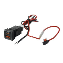 TS-07 QC3.0 USB-Autolader met Dubbele Poort, PD QC3.0 Snelladen en LED-Indicator voor Camry met Ingebouwde Aansluiting
