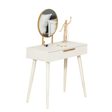 Elegant Dressing Table, with Round Mirror,White