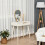 Elegant Dressing Table, with Round Mirror,White 8