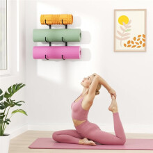 Soporte de Pared para Esterilla de Yoga, Estante de Almacenamiento de 3 Niveles para Esterilla de Yoga, Rodillo de Espuma, Bloque, Accesorios de Yoga,