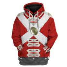 (Red White,5XL)Historische Armee Uniformen 3D Muster Hoodie Cosplay Sweatershirt Herren Jacke Damen