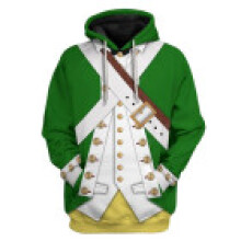 (Green White,2XL)Historische Armee Uniformen 3D Muster Hoodie Cosplay Sweatershirt Herren Jacke Damen